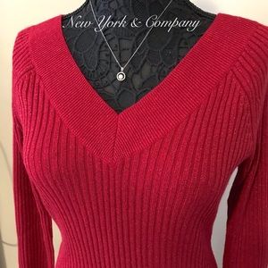 V-Neck Ruby Red Sparkly Sweater